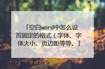 空白word中怎么设置固定的格式（字体、字体大小、页边距等等。