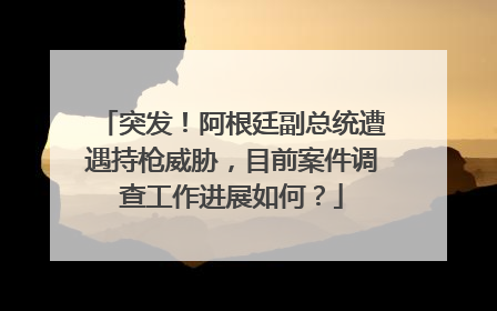 突发！阿根廷副总统遭遇持枪威胁，目前案件调查工作进展如何？