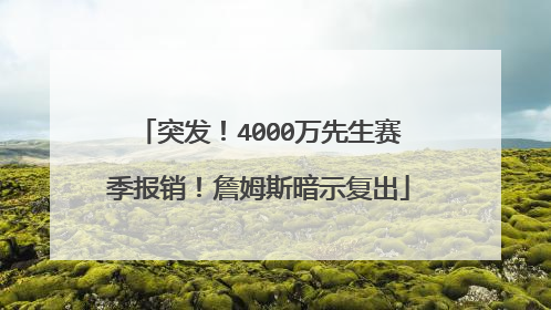 突发！4000万先生赛季报销！詹姆斯暗示复出