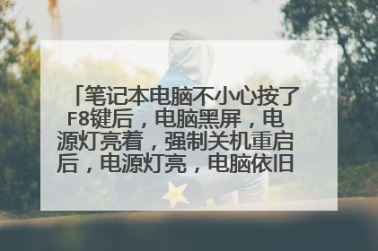 笔记本电脑不小心按了F8键后，电脑黑屏，电源灯亮着，强制关机重启后，电源灯亮，电脑依旧黑屏。求助。
