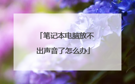 笔记本电脑放不出声音了怎么办