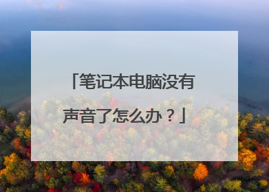 笔记本电脑没有声音了怎么办?