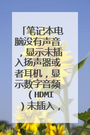 笔记本电脑没有声音,显示未插入扬声器或者耳机,显示数字音频(HDMI)未插入,这是什么情况?求大神