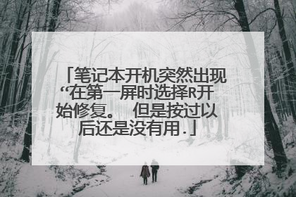 笔记本开机突然出现“在第一屏时选择R开始修复。 但是按过以后还是没有用.