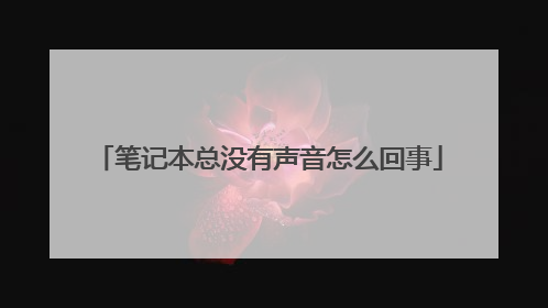 笔记本总没有声音怎么回事