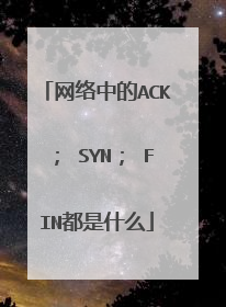 网络中的ACK； SYN； FIN都是什么