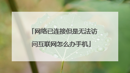 网络已连接但是无法访问互联网怎么办手机