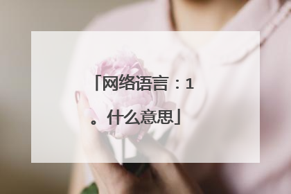 网络语言：1。什么意思