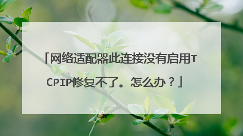 网络适配器此连接没有启用TCPIP修复不了。怎么办？