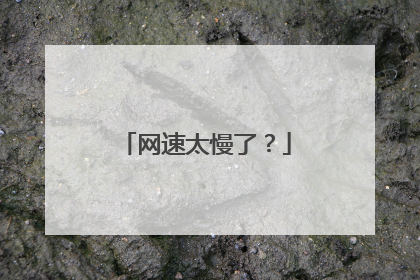 网速太慢了？