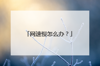 网速慢怎么办？