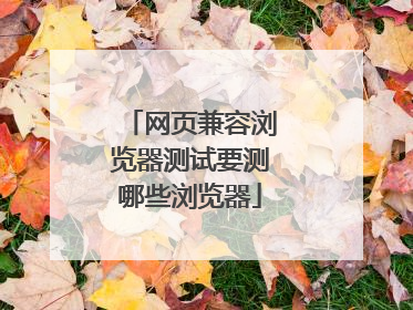 网页兼容浏览器测试要测哪些浏览器