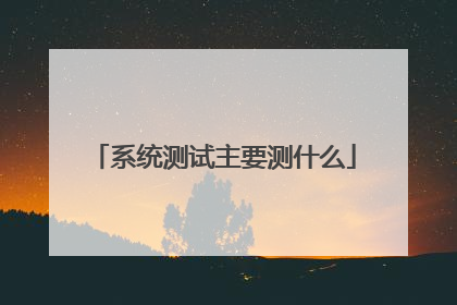 系统测试主要测什么