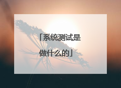 系统测试是做什么的