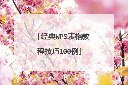 经典WPS表格教程技巧100例