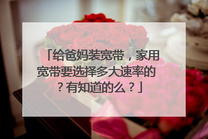 给爸妈装宽带,家用宽带要选择多大速率的?有知道的么?