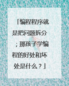 编程程序就是把问题拆分;那孩子学编程的好处和坏处是什么?