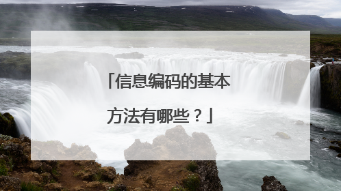 信息编码的基本方法有哪些?