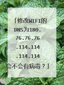 修改WIFI的DNS为180.76.76.76.114.114.114.114会不会有病毒？