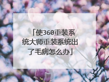 使360重装系统大师重装系统出了毛病怎么办