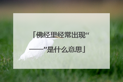 佛经里经常出现“一一”是什么意思