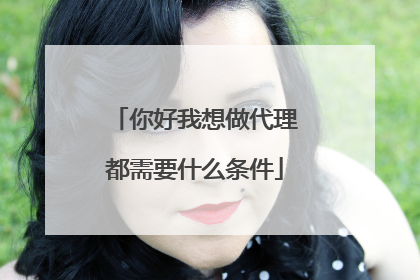 你好我想做代理都需要什么条件