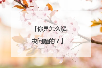 你是怎么解决问题的?