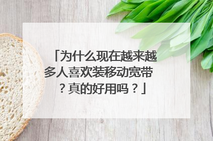 为什么现在越来越多人喜欢装移动宽带？真的好用吗？