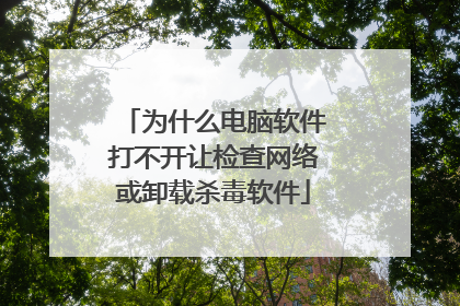 为什么电脑软件打不开让检查网络或卸载杀毒软件