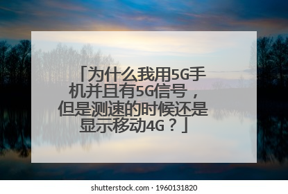 为什么我用5G手机并且有5G信号，但是测速的时候还是显示移动4G？