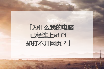 为什么我的电脑已经连上wifi却打不开网页？