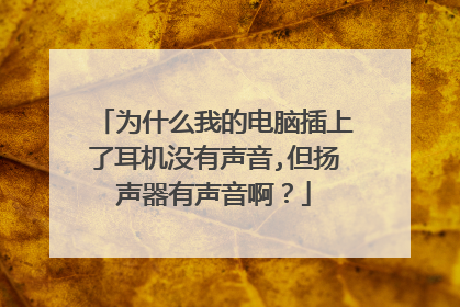 为什么我的电脑插上了耳机没有声音,但扬声器有声音啊？