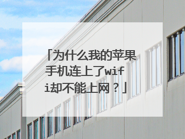 为什么我的苹果手机连上了wifi却不能上网?
