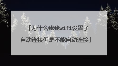 为什么我我wifi设置了自动连接但是不能自动连接