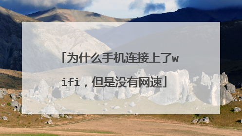 为什么手机连接上了wifi,但是没有网速