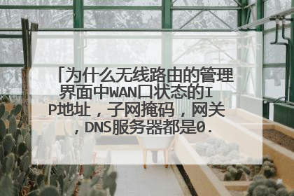 为什么无线路由的管理界面中WAN口状态的IP地址,子网掩码,网关,DNS服务器都是0.0.0.0。