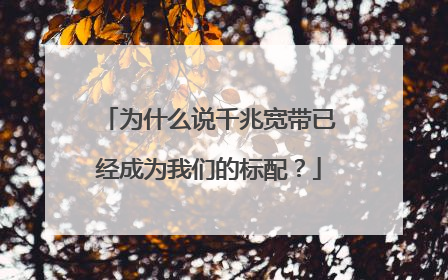 为什么说千兆宽带已经成为我们的标配？