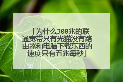 为什么300兆的联通宽带只有光猫没有路由器和电脑下载东西的速度只有五兆每秒