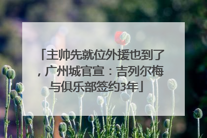 主帅先就位外援也到了，广州城官宣：吉列尔梅与俱乐部签约3年