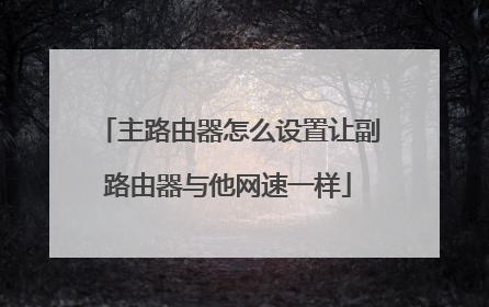 主路由器怎么设置让副路由器与他网速一样