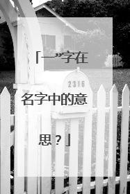 一”字在名字中的意思？