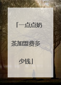 一点点奶茶加盟费多少钱
