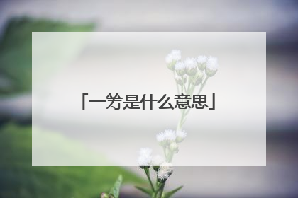 一筹是什么意思