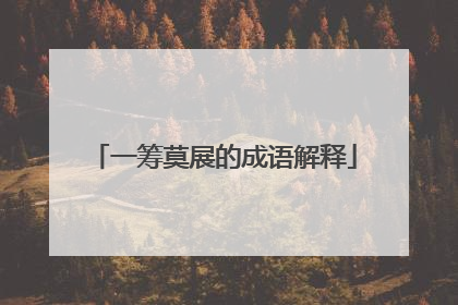 一筹莫展的成语解释