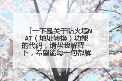 一下是关于防火墙NAT（地址转换）功能的代码，请帮我解释一下，希望能每一句都解释一下，谢谢！