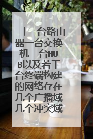 一台路由器一台交换机一台HUB以及若干台终端构建的网络存在几个广播域几个冲突域