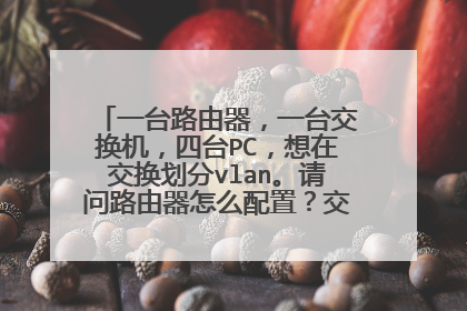 一台路由器，一台交换机，四台PC，想在交换划分vlan。请问路由器怎么配置？交换机怎么配置？？？
