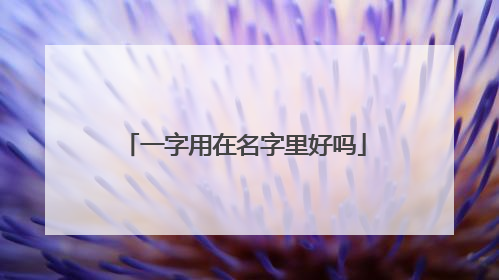 一字用在名字里好吗