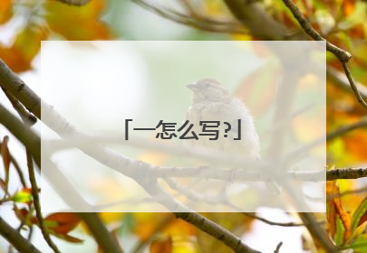 一怎么写?