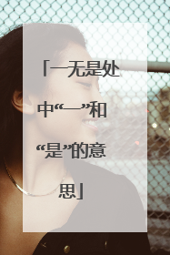 一无是处中“一”和“是”的意思